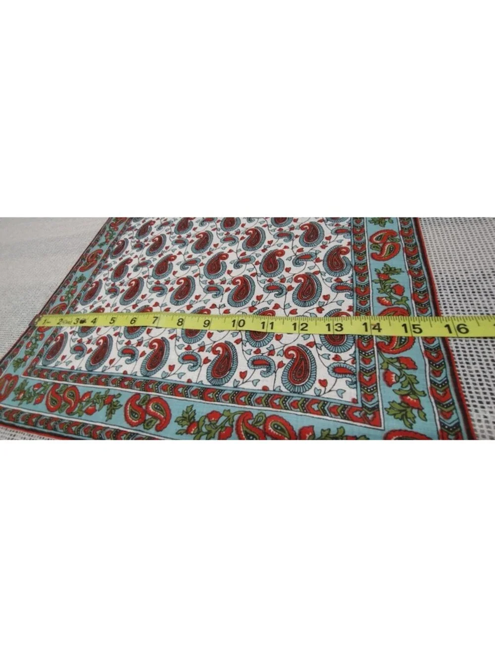Vintage Fine Linen Handkerchief 50s Mid Century Paisley Terracota Brick Brown